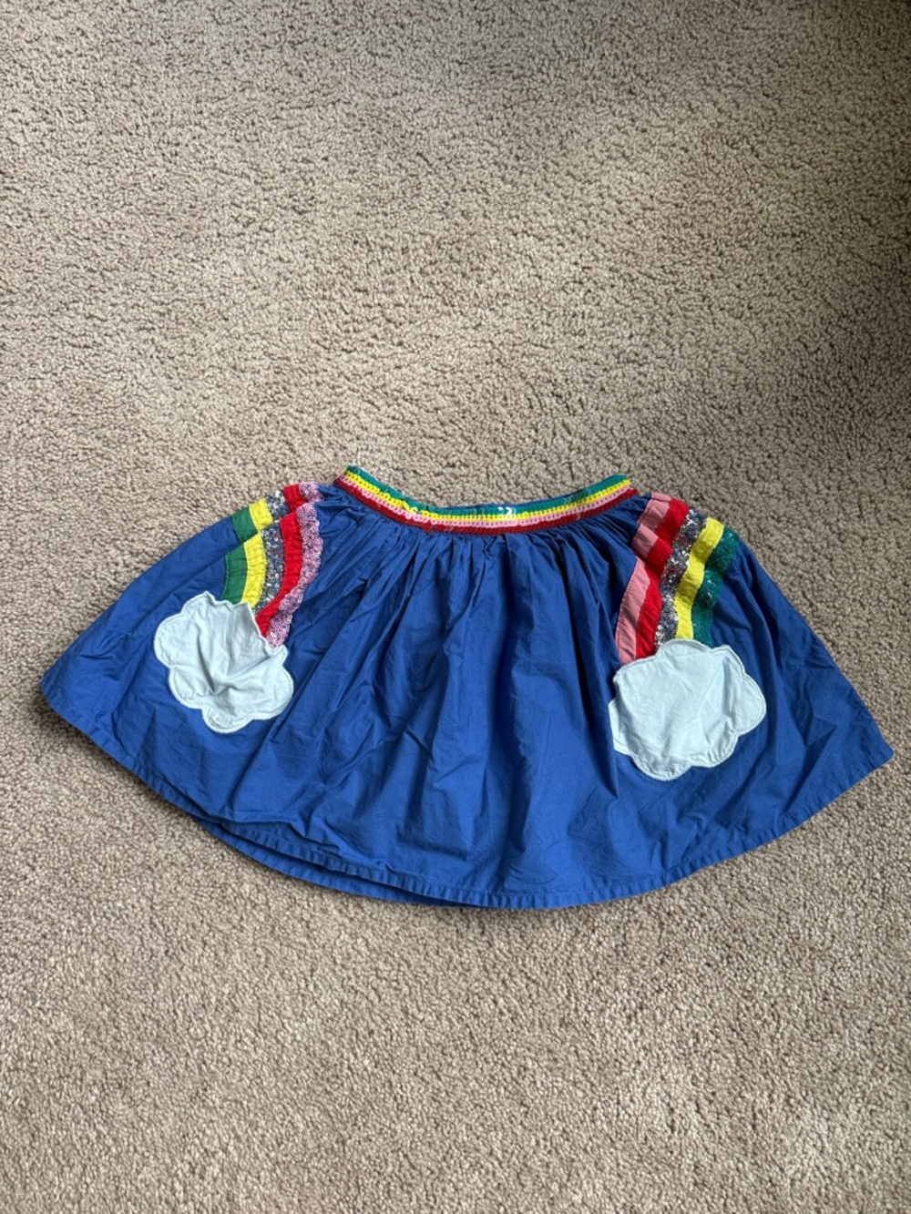 Mini Boden Blue Skirt with Multicolor Sequin Trim